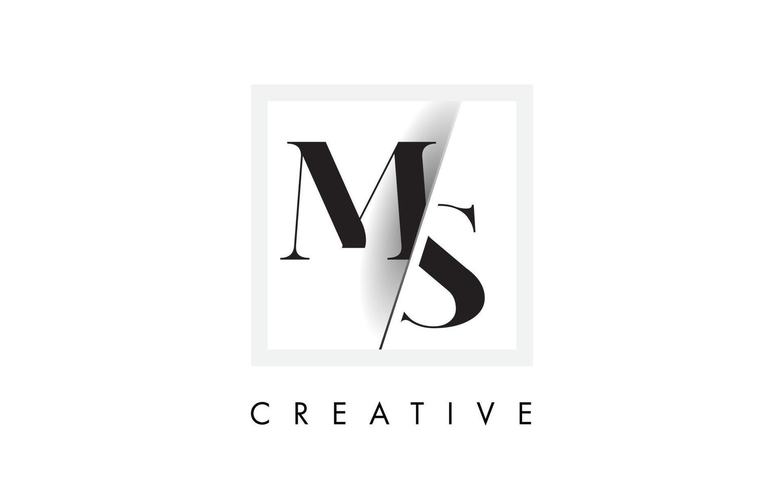 Diseño de logotipo de letra ms serif con corte cruzado creativo. vector