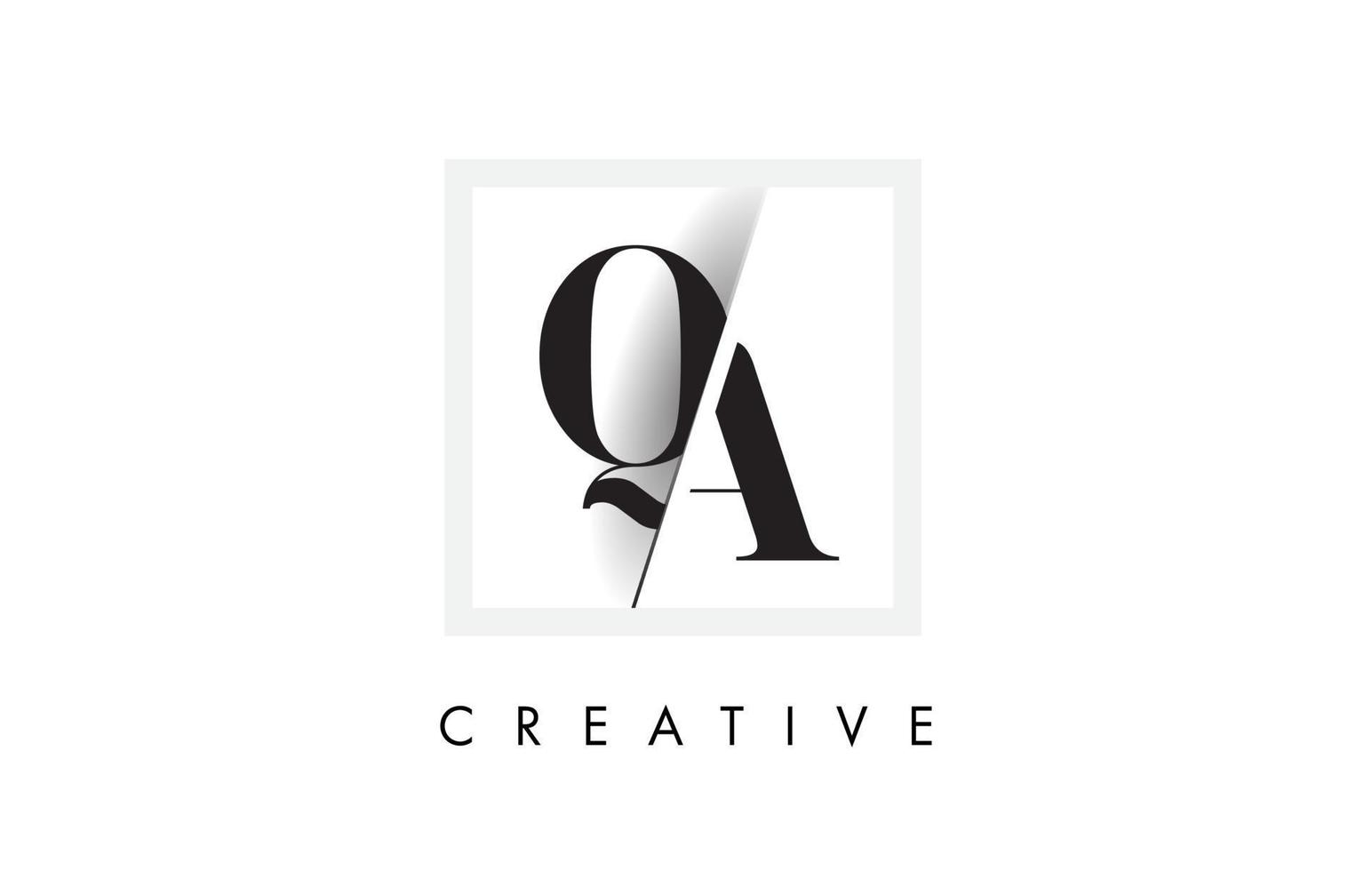 QA Serif Letter Logo Design with Creative Intersected Cut. vector