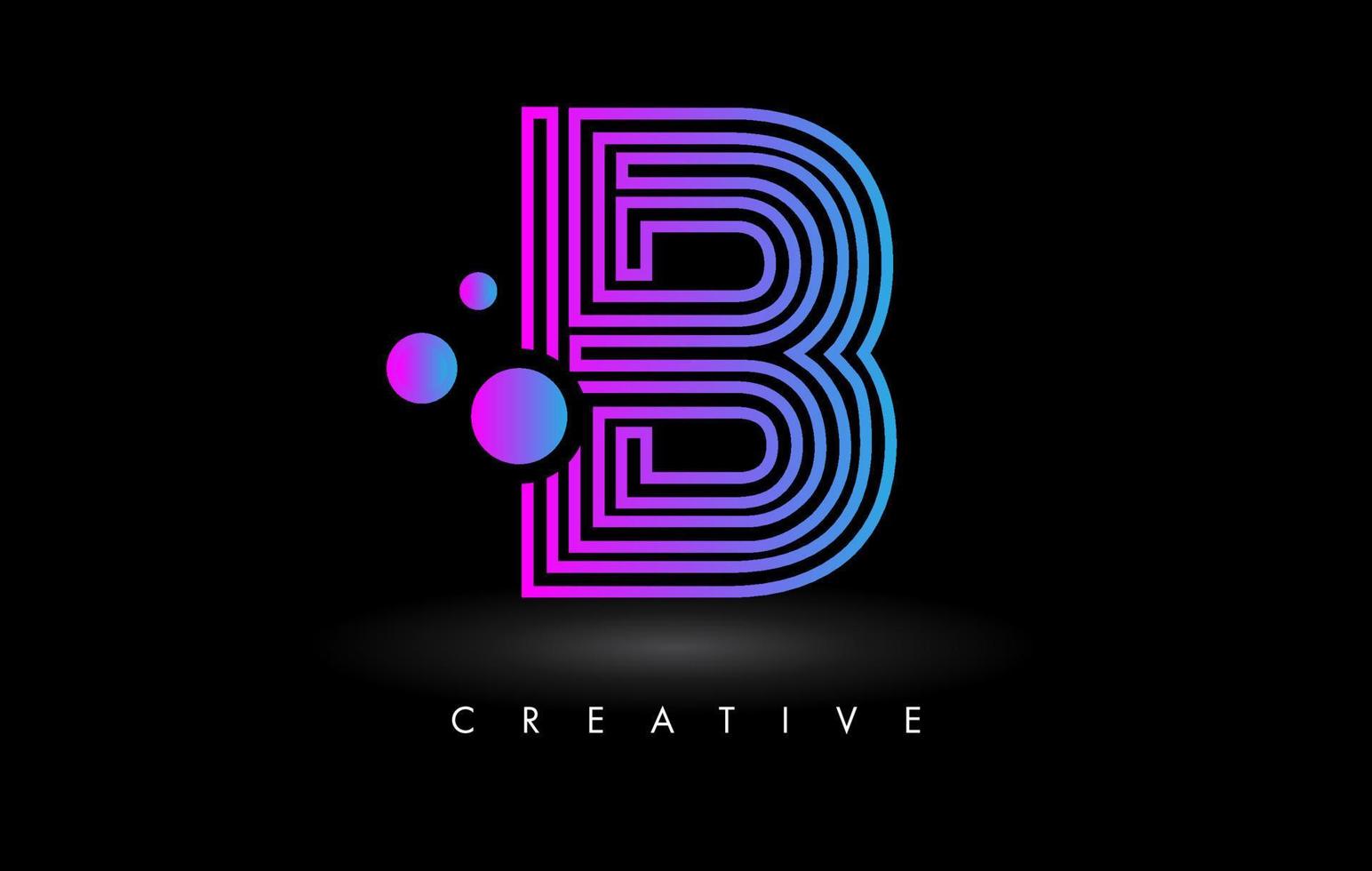Purple Lines B Letter Logo Letter made of Lines. Monogram Style Letter Icon Vector