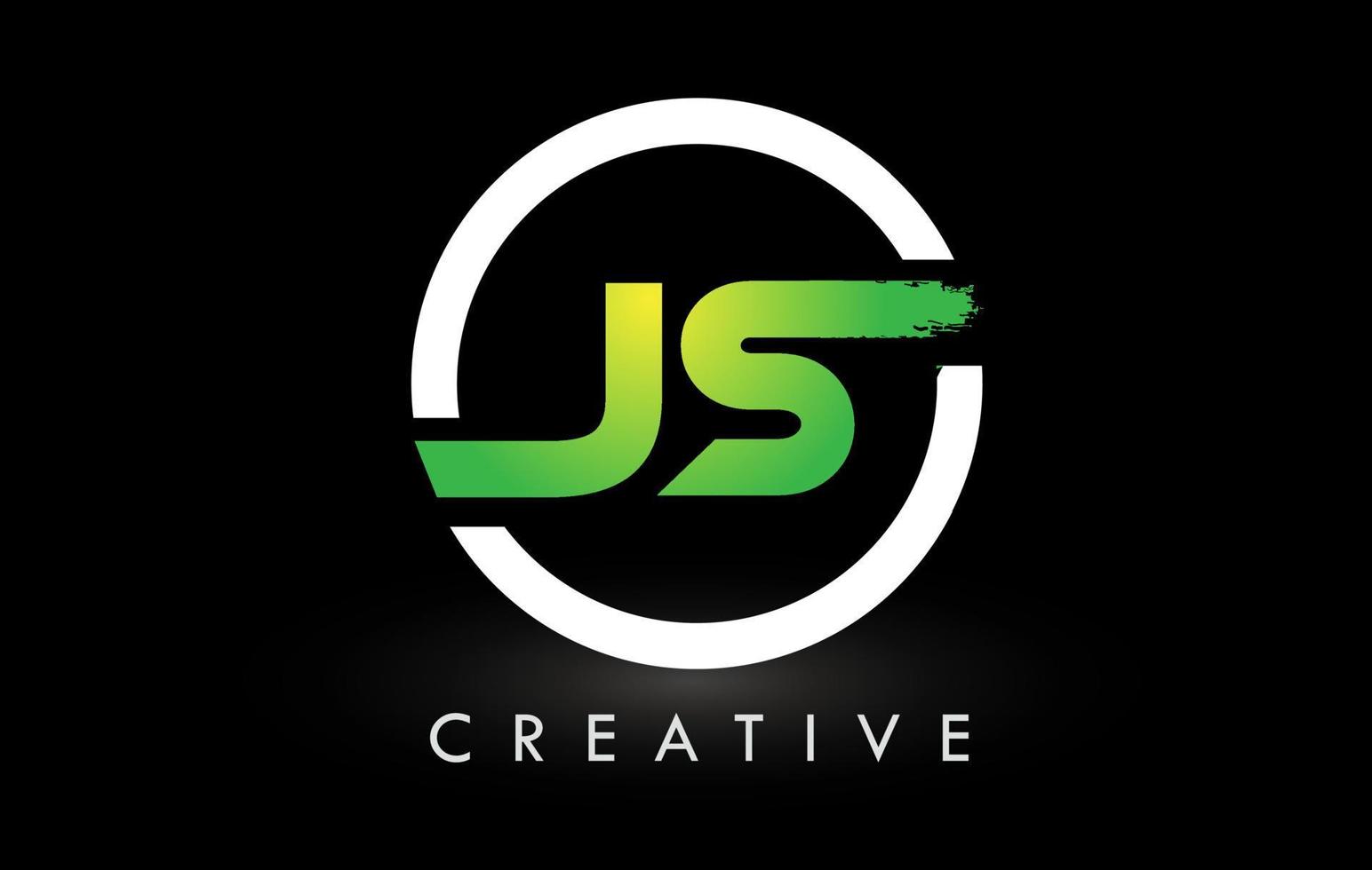 JS Green White Brush Letter Logo Design. Creative Brushed Letters Icon Logo. vector