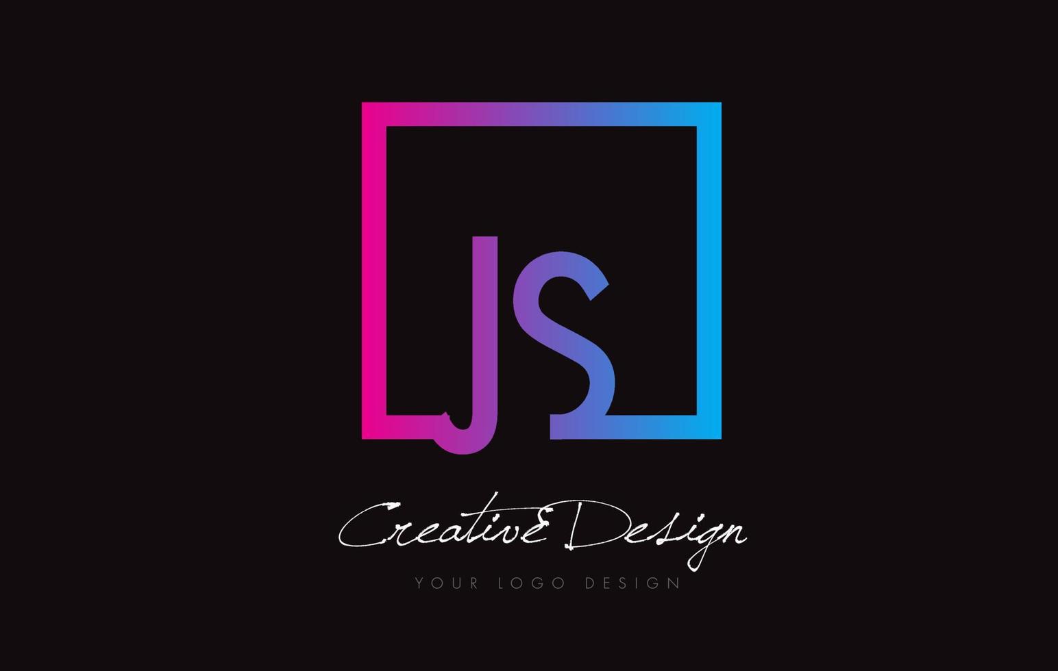 JS Square Frame Letter Logo Design with Purple Blue Colors. vector