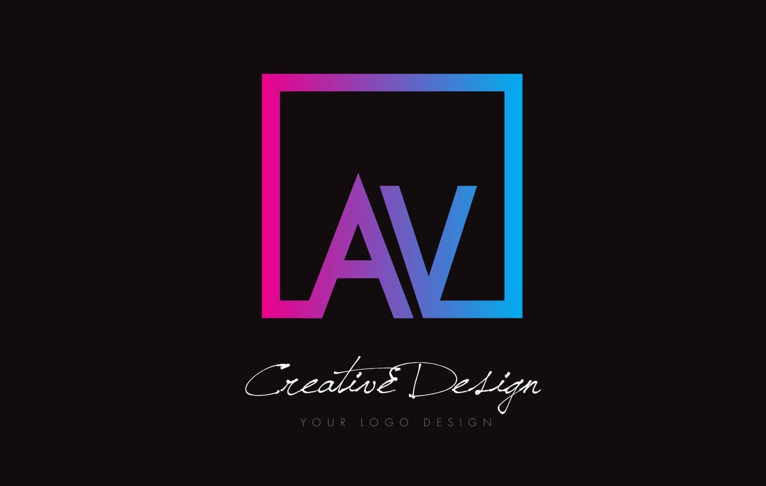 AV Square Frame Letter Logo Design with Purple Blue Colors. vector