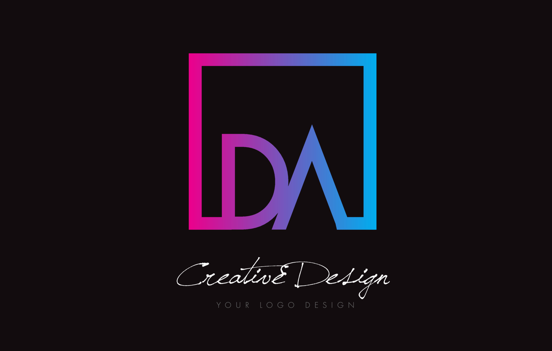 DA Square Frame Letter Logo Design with Purple Blue Colors. 9951885 ...