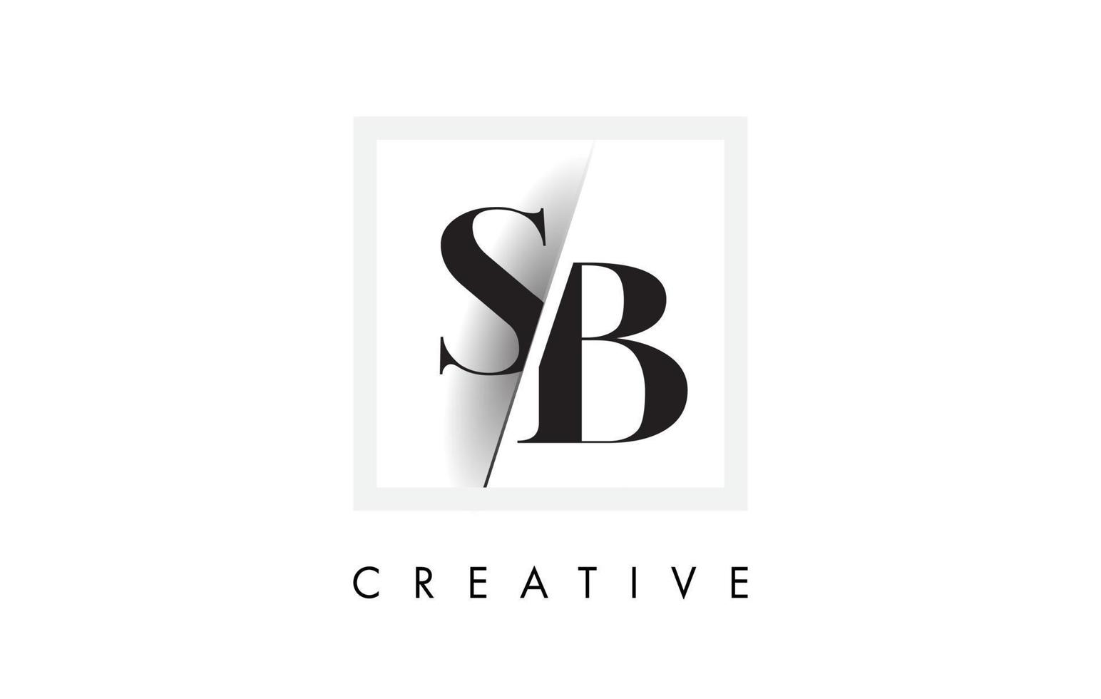 Diseño de logotipo de letra sb serif con corte intersectado creativo. vector
