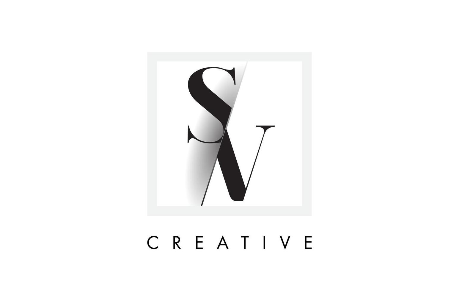 SV Serif Letter Logo Design with Creative Intersected Cut. vector