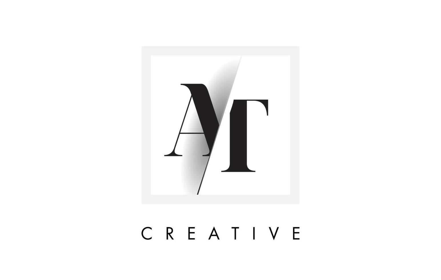 AT Serif Letter Logo Design with Creative Intersected Cut. vector