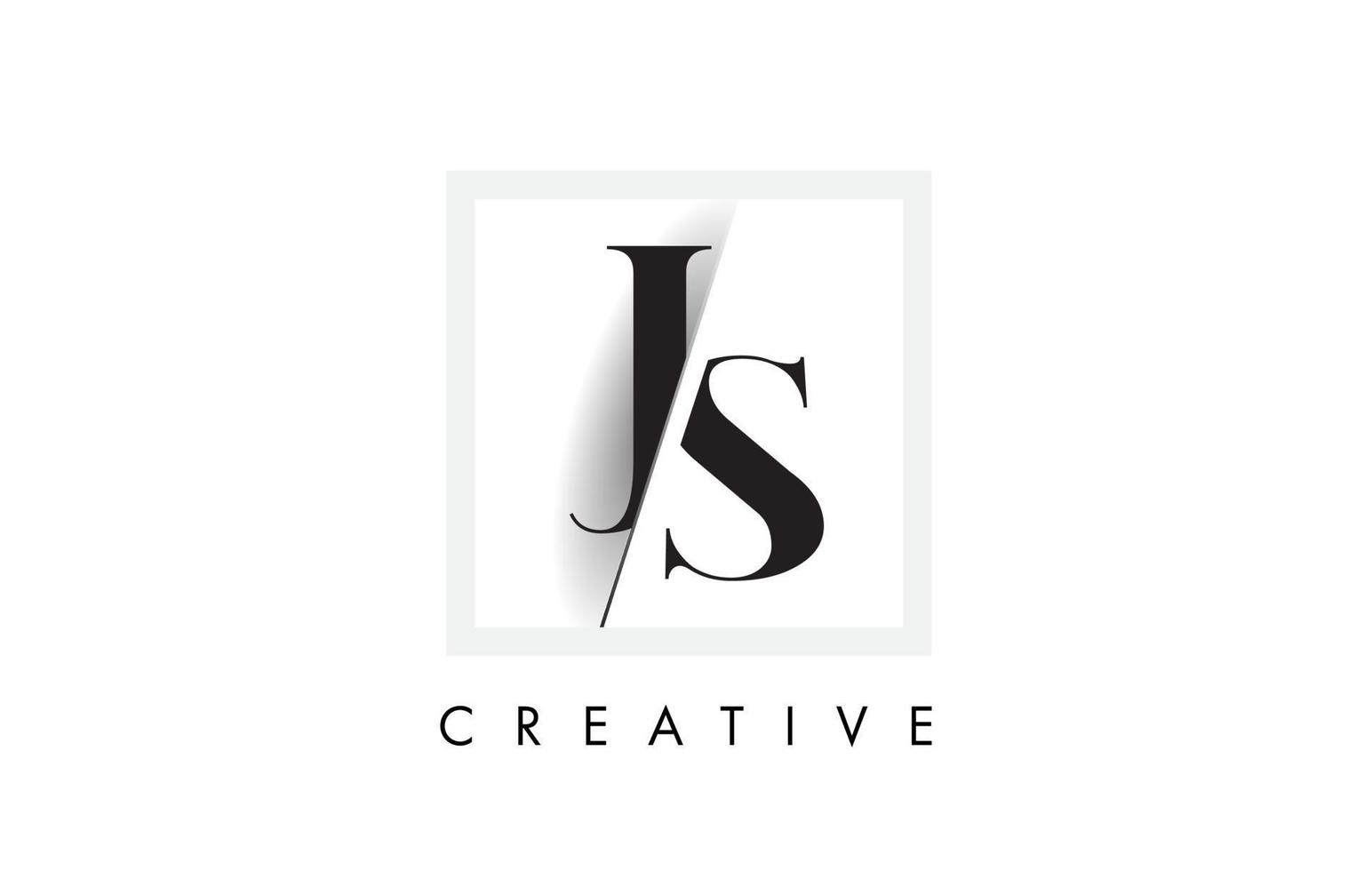 JS Serif Letter Logo Design with Creative Intersected Cut. vector