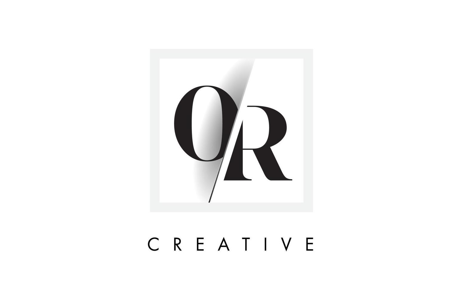 OR Serif Letter Logo Design with Creative Intersected Cut. vector