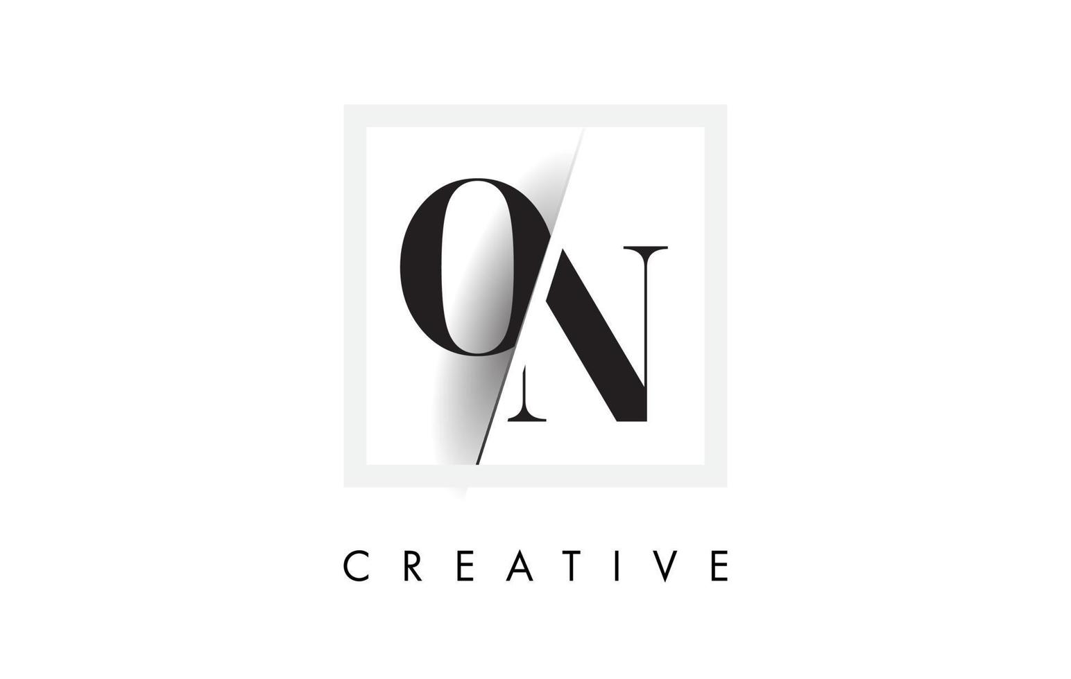 ON Serif Letter Logo Design with Creative Intersected Cut. vector