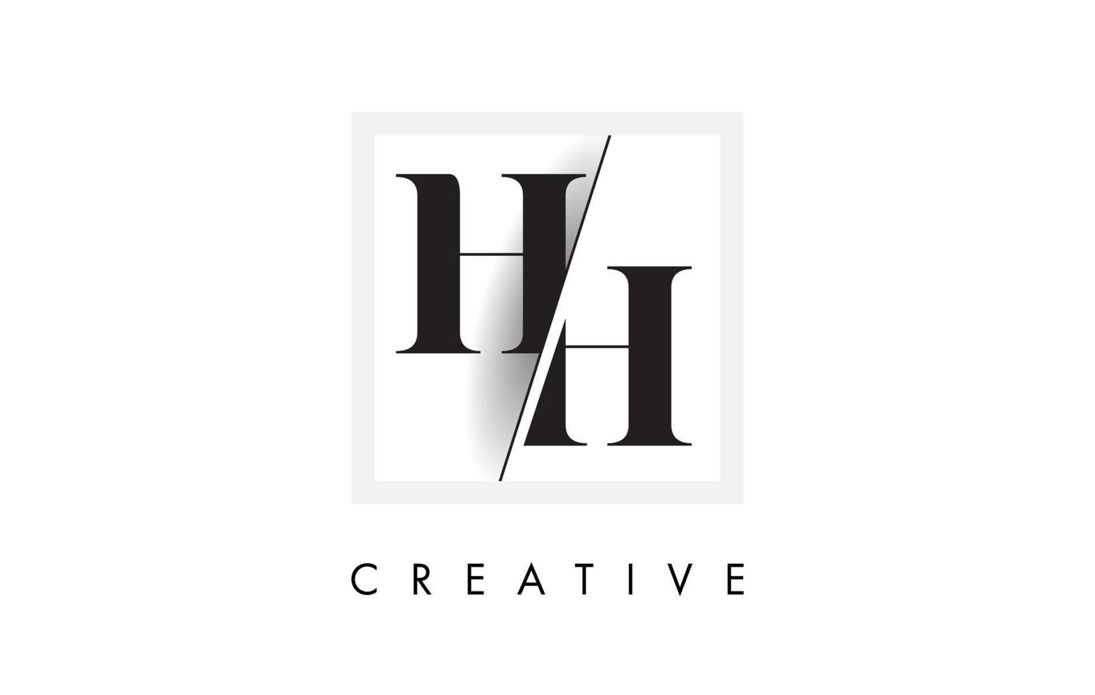 HH Serif Letter Logo Design with Creative Intersected Cut. vector