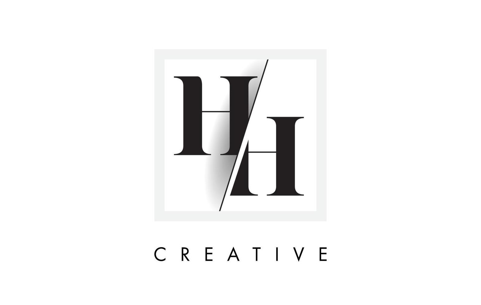 Diseño de logotipo de letra serif hh con corte intersectado creativo. vector