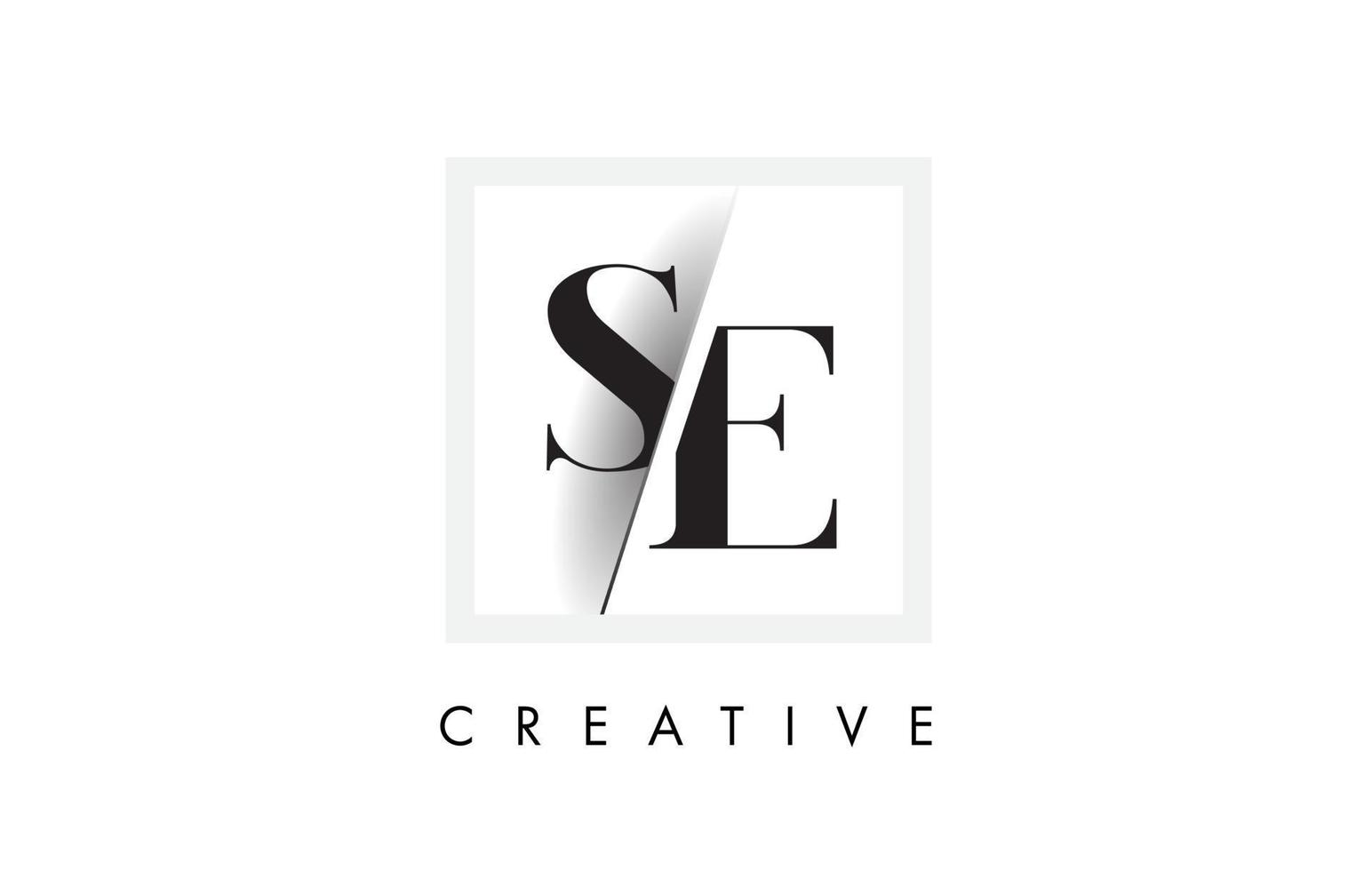 SE Serif Letter Logo Design with Creative Intersected Cut. vector