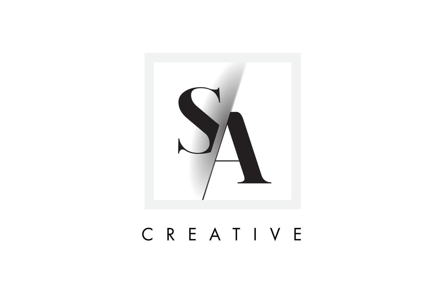 SA Serif Letter Logo Design with Creative Intersected Cut. vector