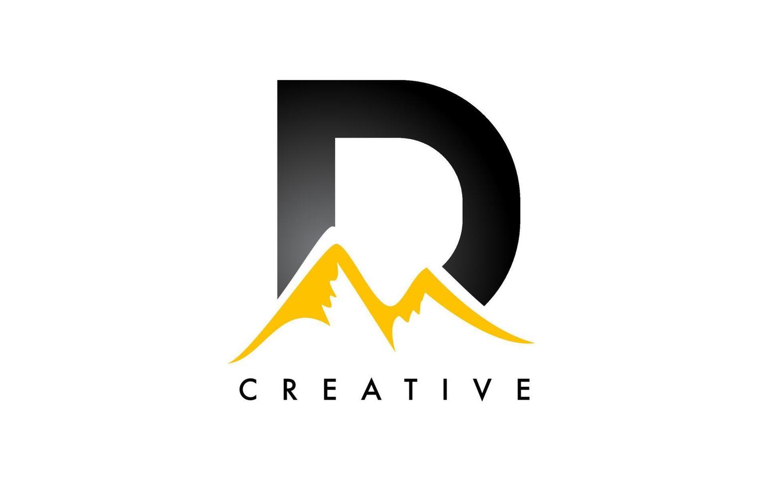 D Letter Mountain Logo. Letter D with Mountain Peaks Shape Vector Illustration