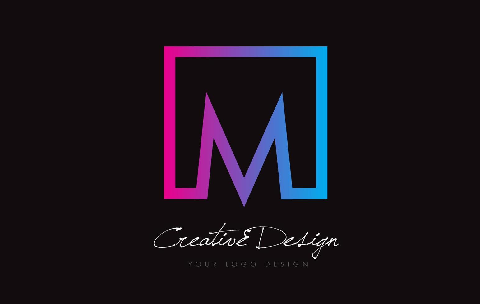 M Square Frame Letter Logo Design with Purple Blue Colors. vector