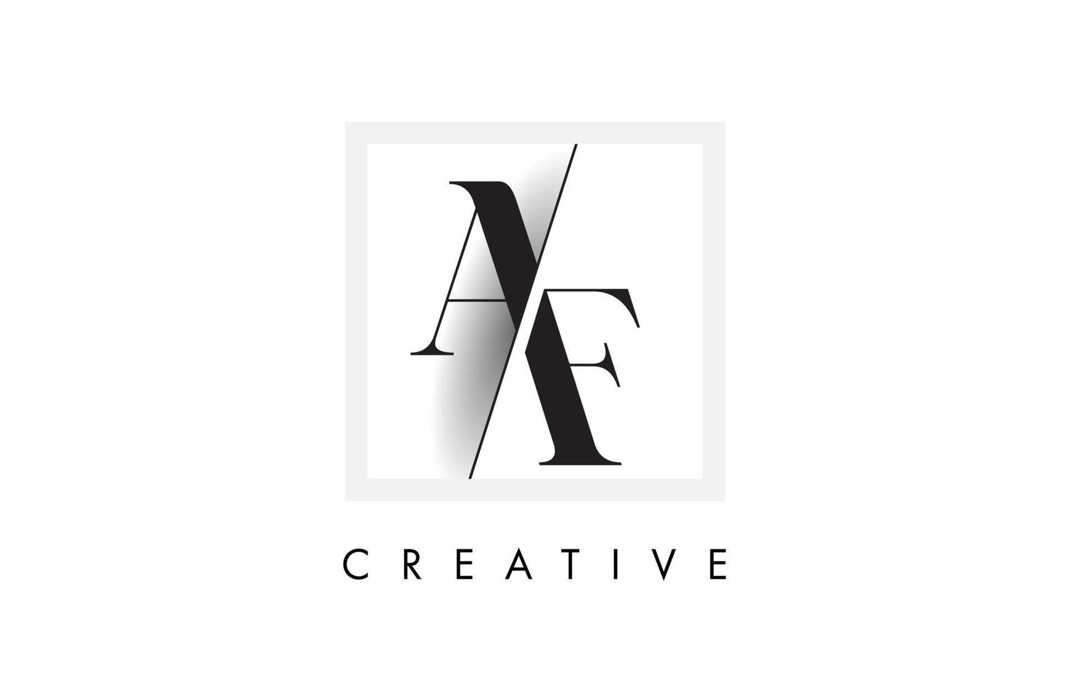 Diseño de logotipo de letra af serif con corte intersectado creativo. vector