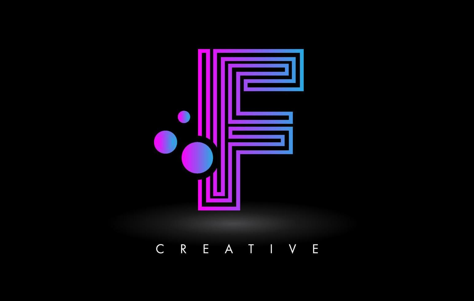 Purple Lines F Letter Logo Letter made of Lines. Monogram Style Letter Icon Vector