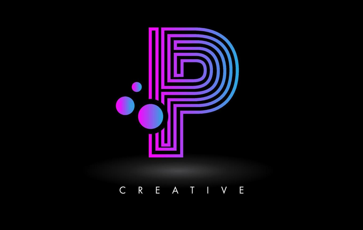 Purple Lines P Letter Logo Letter made of Lines. Monogram Style Letter Icon Vector