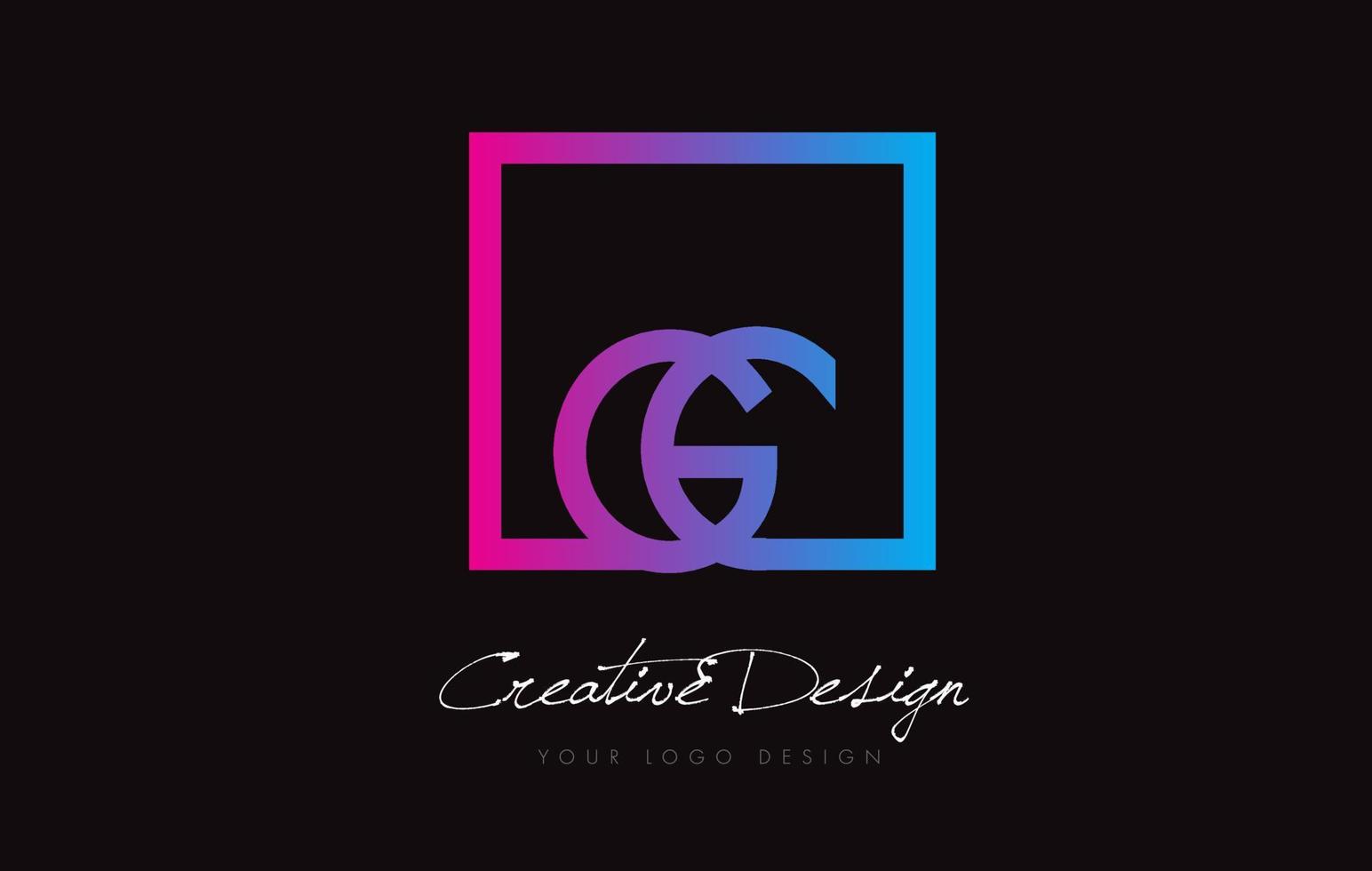 GC Square Frame Letter Logo Design with Purple Blue Colors. vector