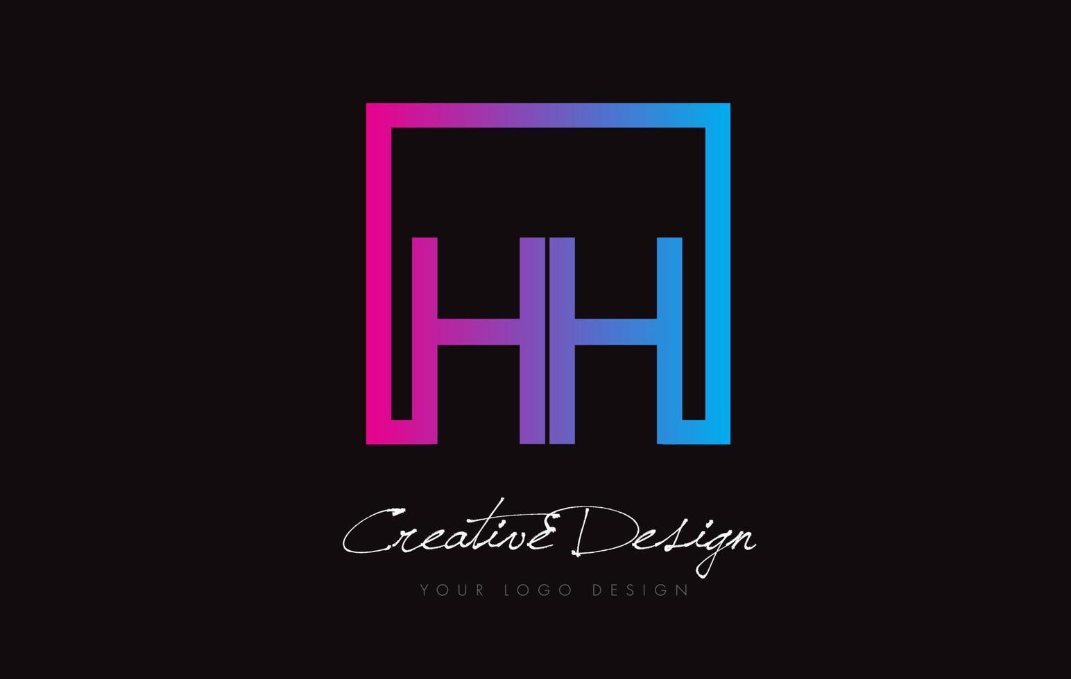 HH Square Frame Letter Logo Design with Purple Blue Colors. vector