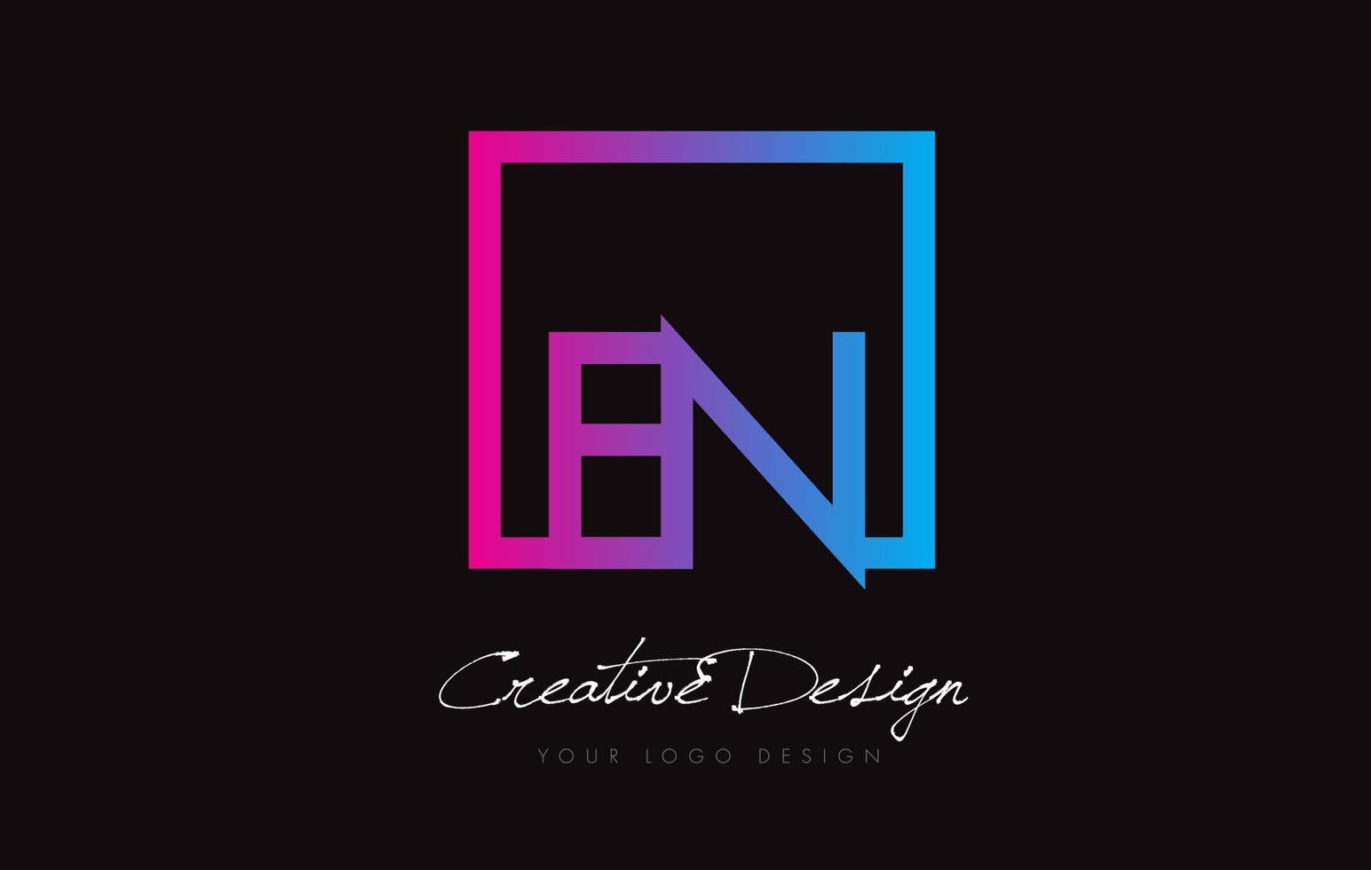 EN Square Frame Letter Logo Design with Purple Blue Colors. vector