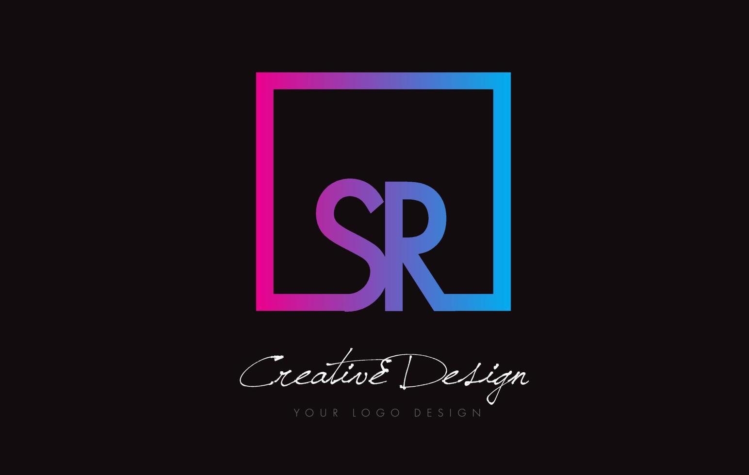 SR Square Frame Letter Logo Design with Purple Blue Colors. vector
