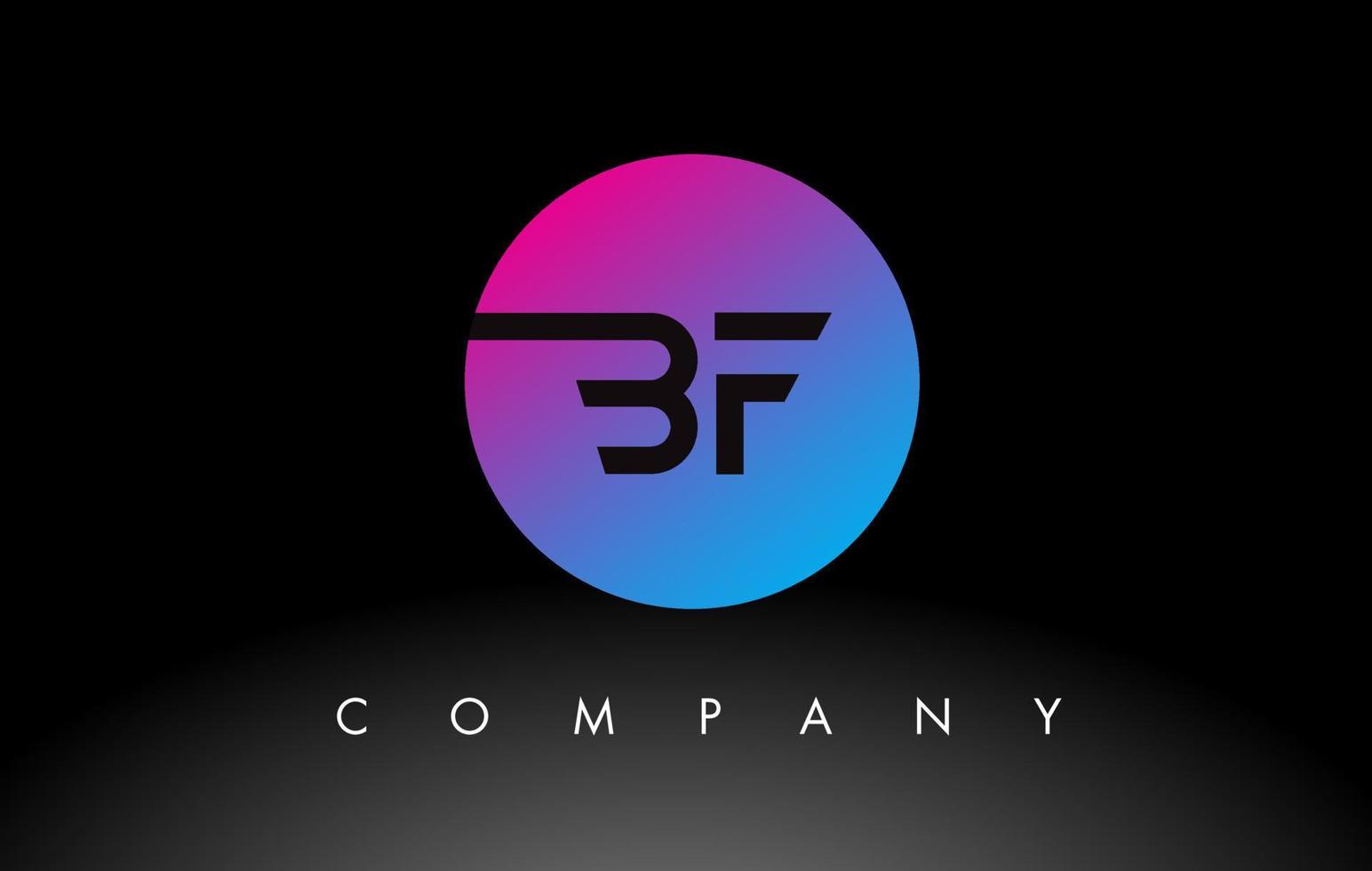 BF Letter Logo Design Icon with Purple Neon Blue Colors and Circular Design vector