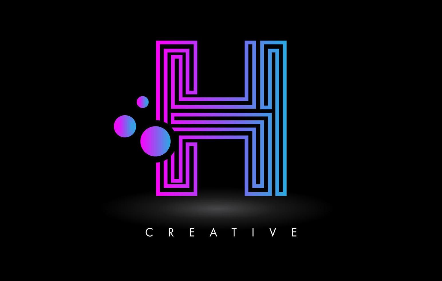 Purple Lines H Letter Logo Letter made of Lines. Monogram Style Letter Icon Vector