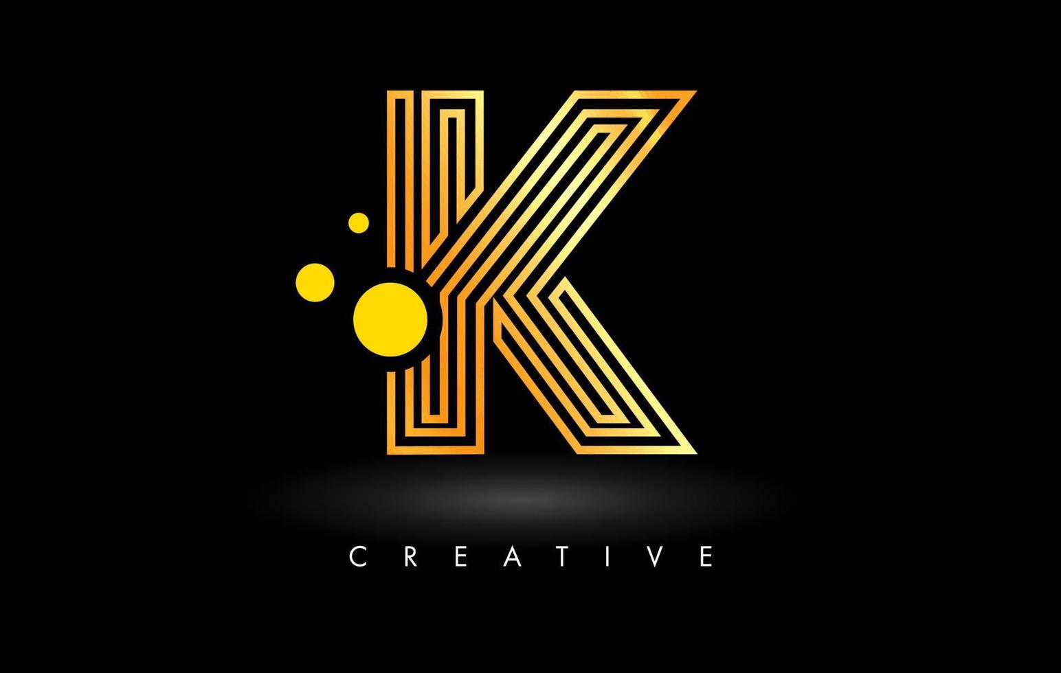 Golden Lines K Letter Logo Letter made of Lines. Monogram Style Letter Icon Vector