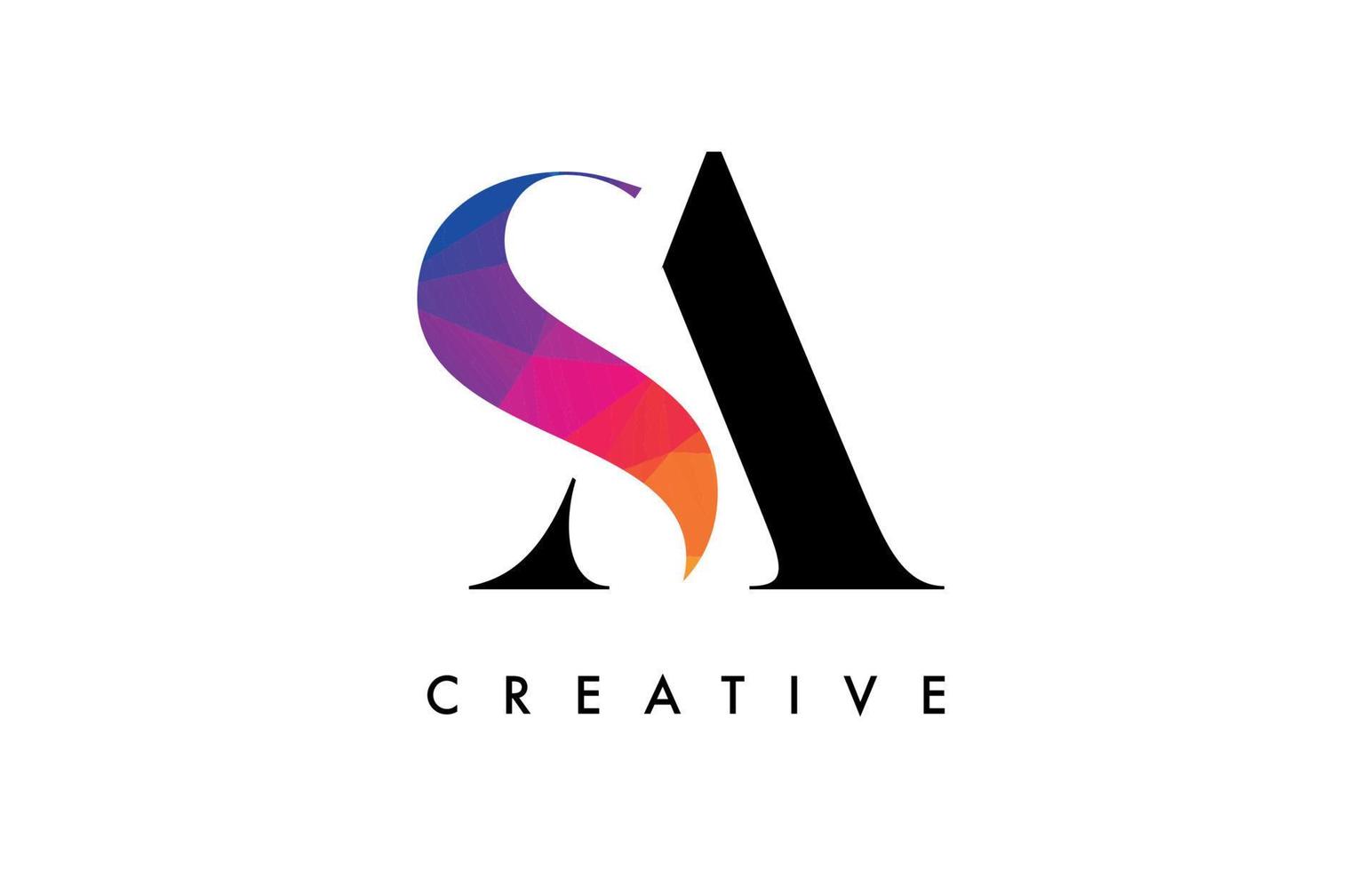 SA Letter Design with Creative Cut and Colorful Rainbow Texture vector