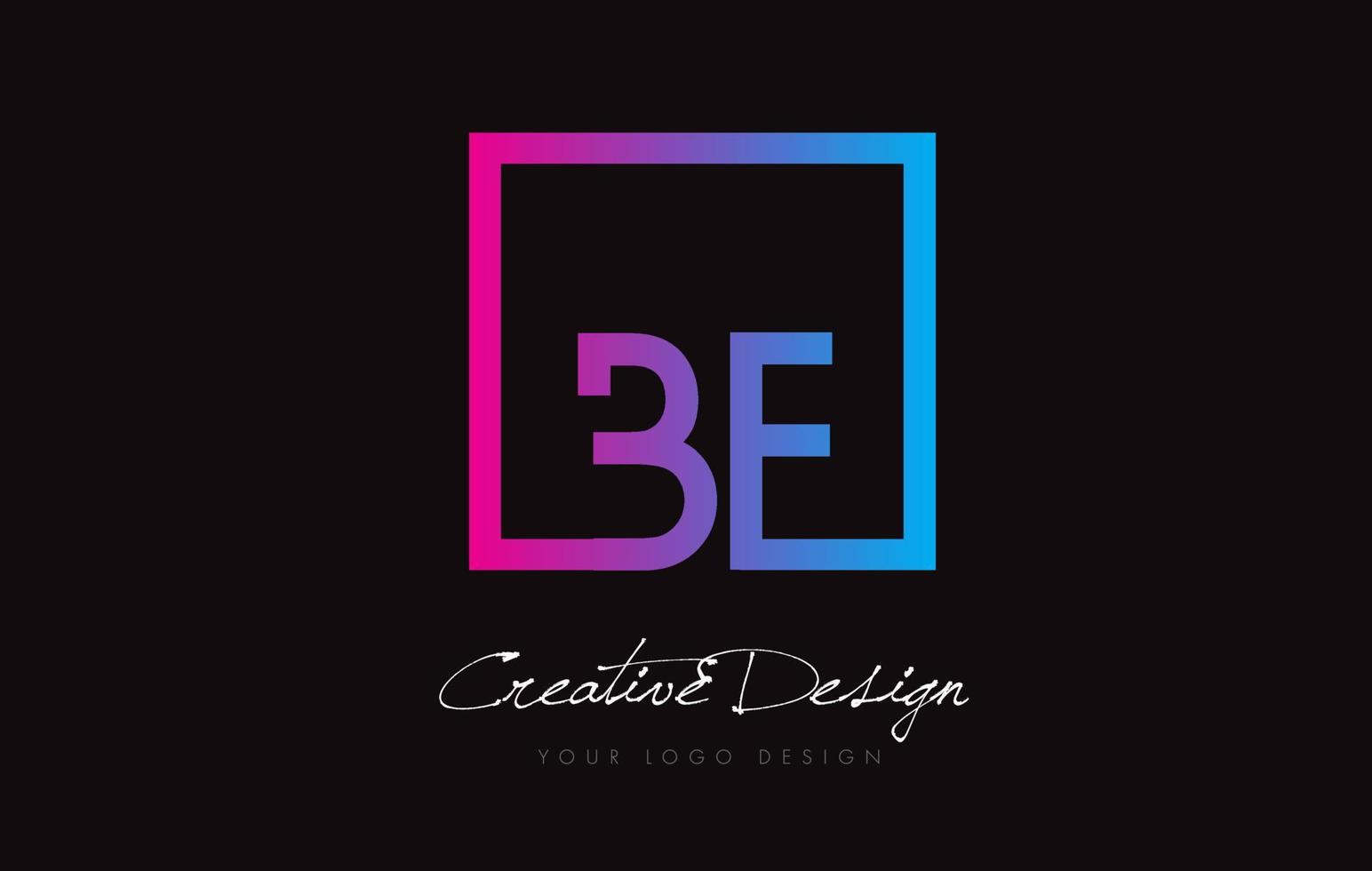 BF Square Frame Letter Logo Design with Purple Blue Colors. vector