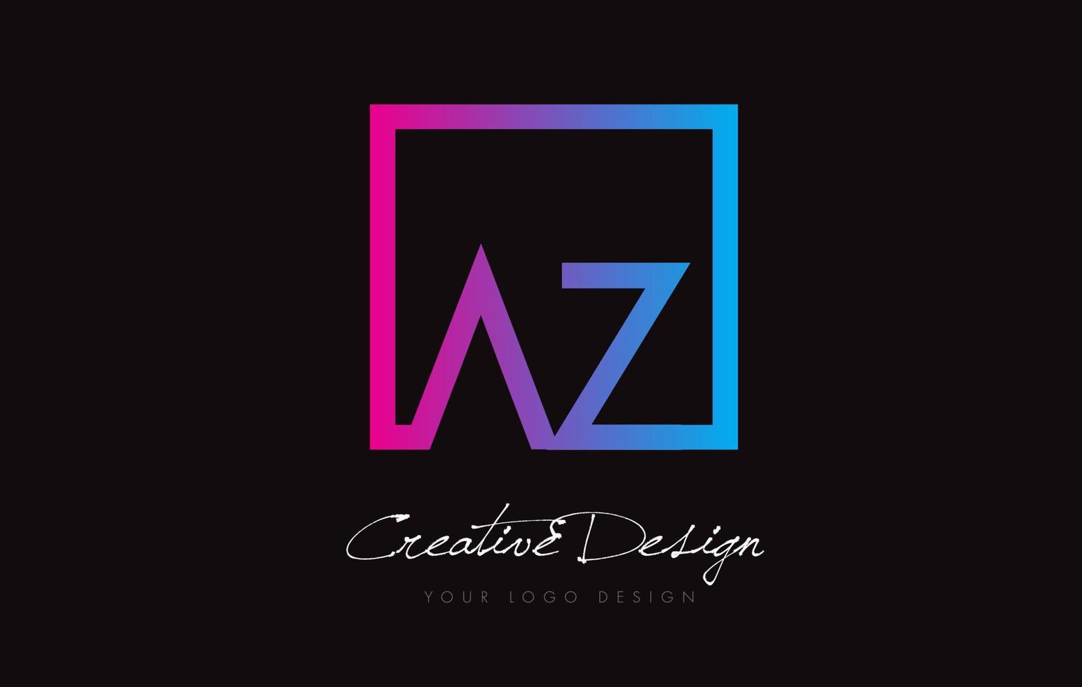 AZ Square Frame Letter Logo Design with Purple Blue Colors. vector