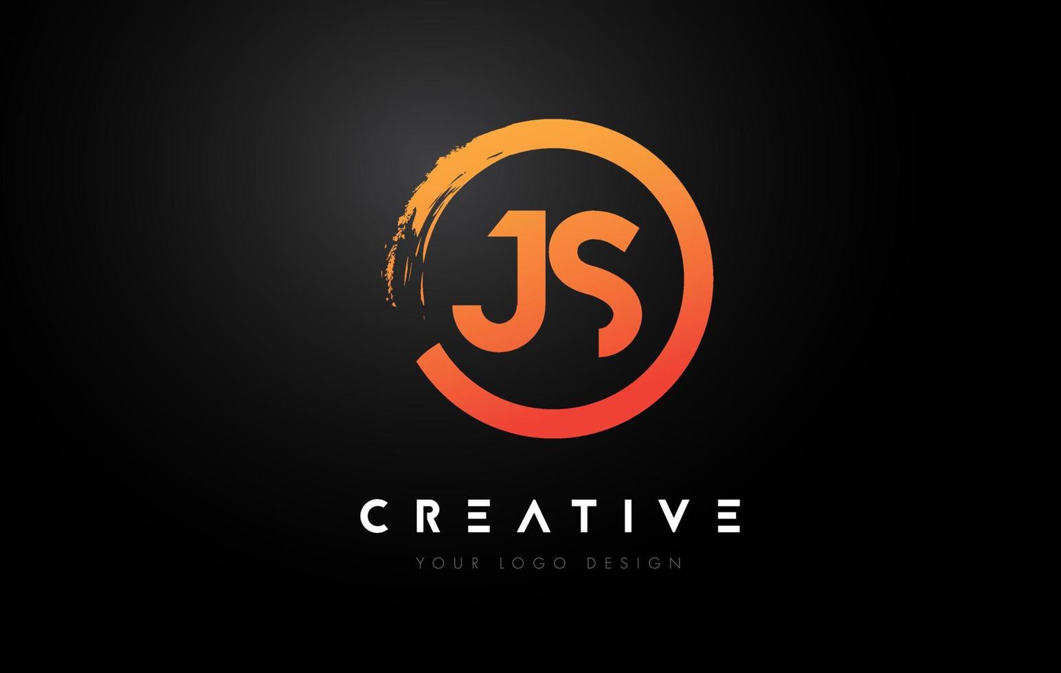 Orange JS Circular Letter Logo with Circle Brush Design and Black ...