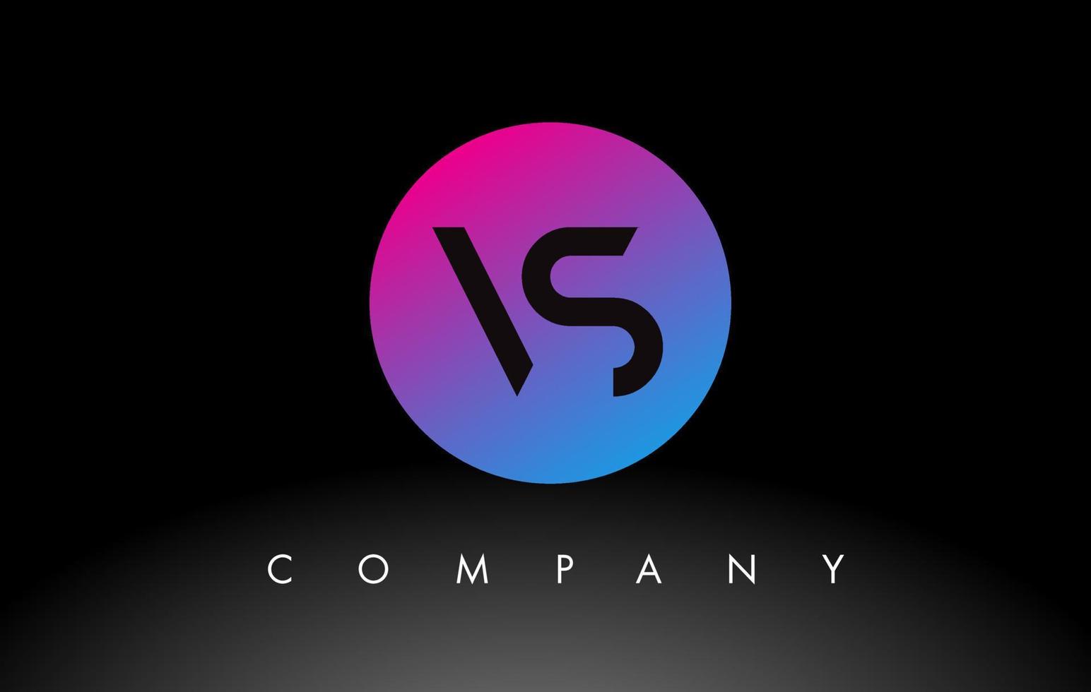 VS Letter Logo Design Icon with Purple Neon Blue Colors and Circular Design vector