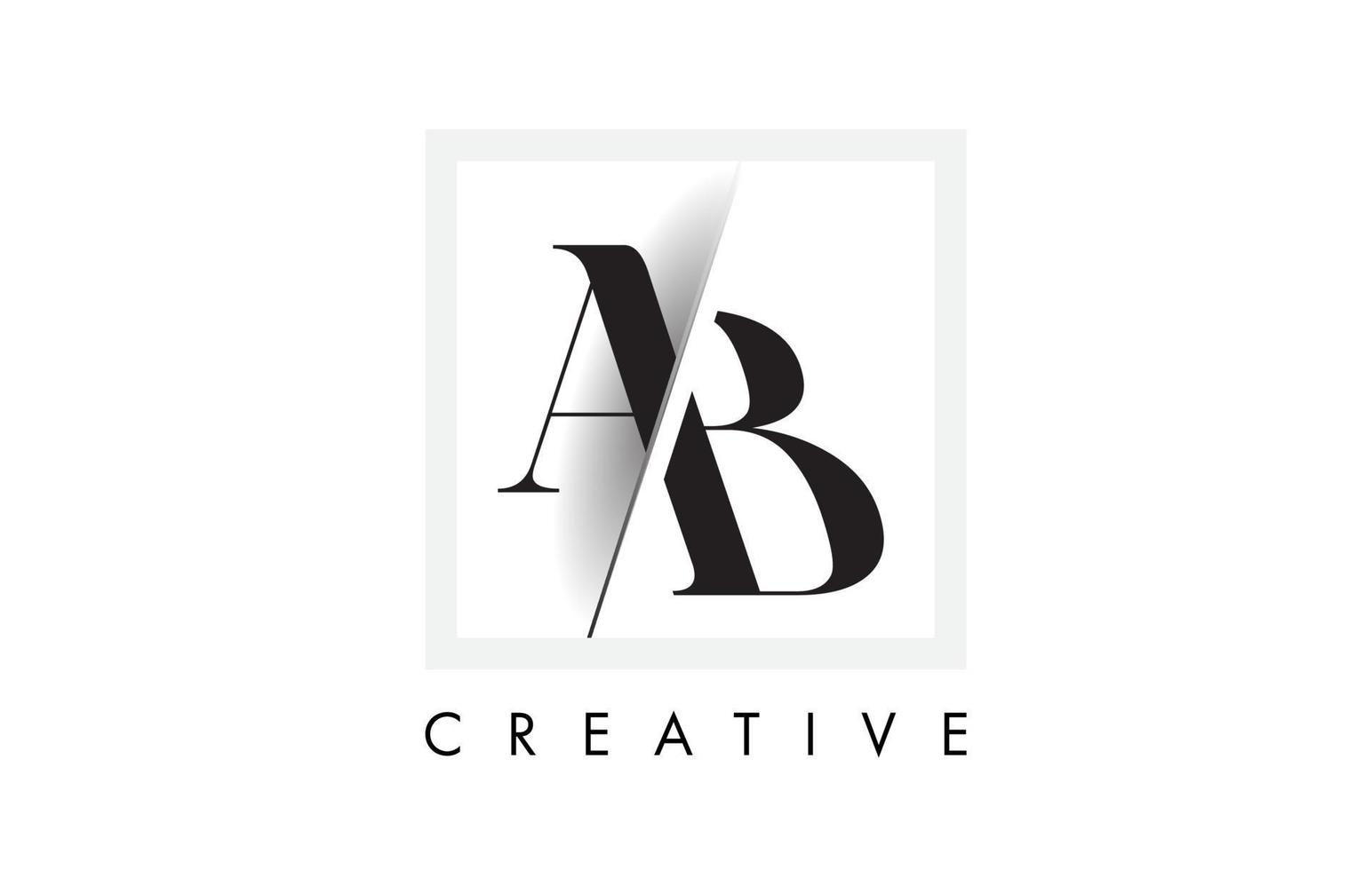 AB Serif Letter Logo Design with Creative Intersected Cut. vector