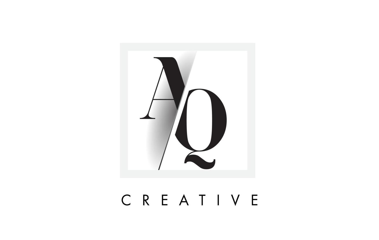 Diseño de logotipo de letra serif aq con corte intersectado creativo. vector