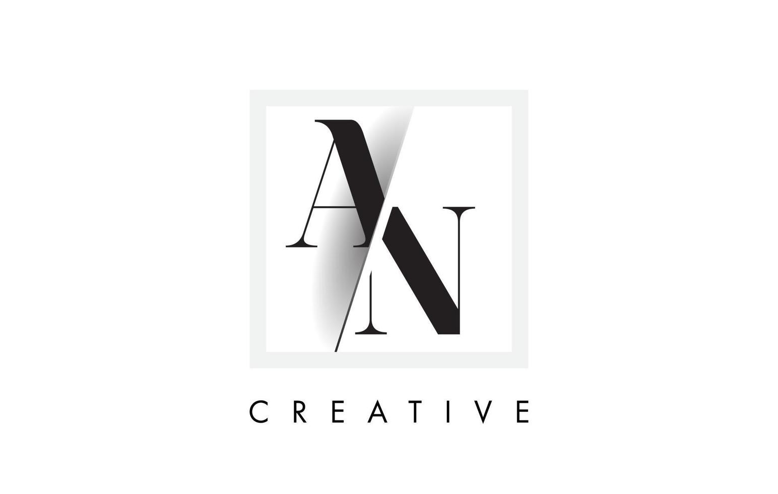 AN Serif Letter Logo Design with Creative Intersected Cut. vector