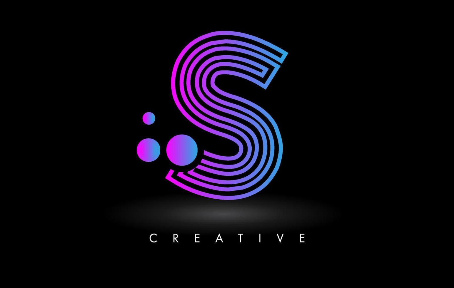 Purple Lines S Letter Logo Letter made of Lines. Monogram Style Letter Icon Vector