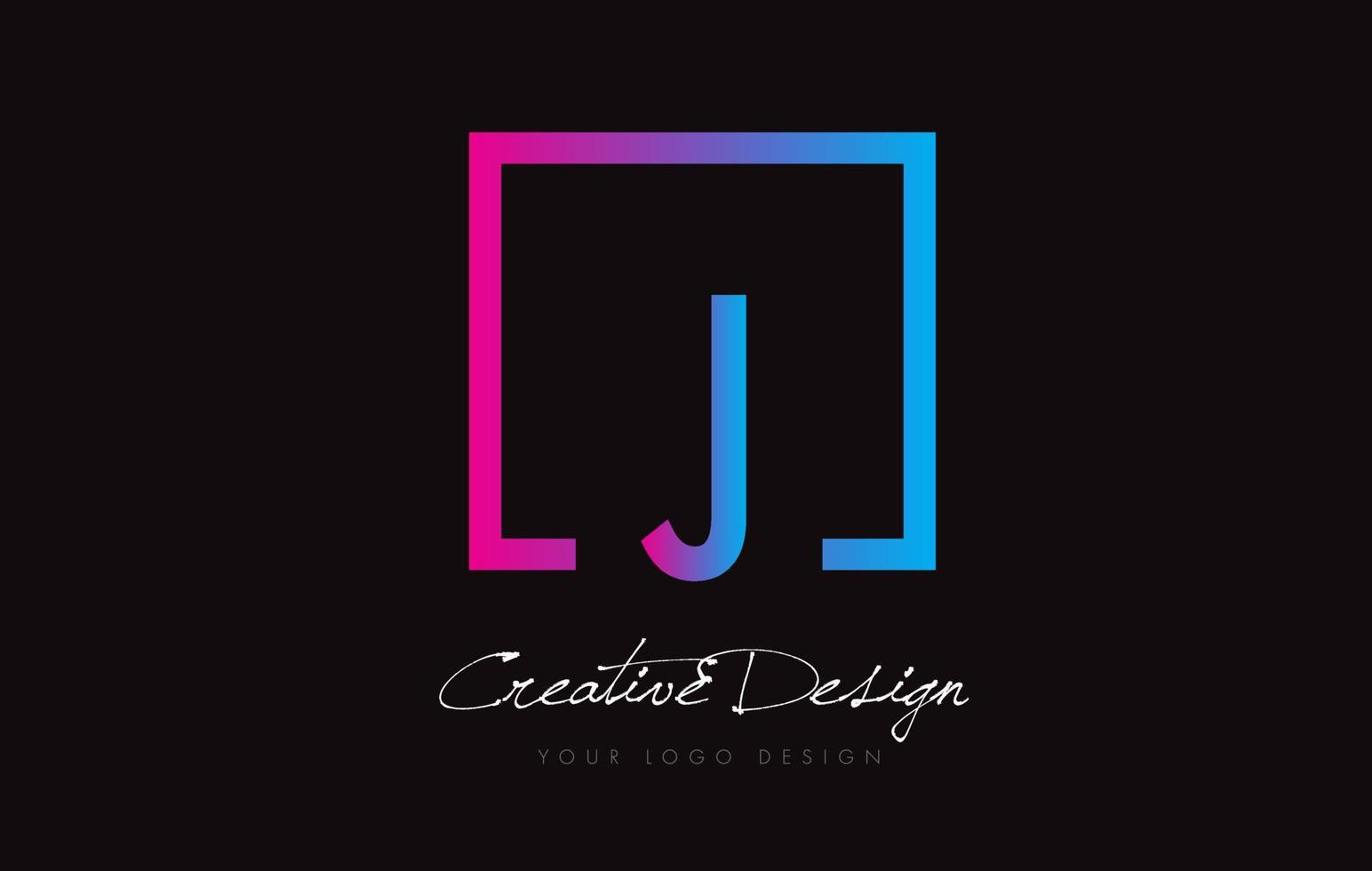 J Square Frame Letter Logo Design with Purple Blue Colors. vector