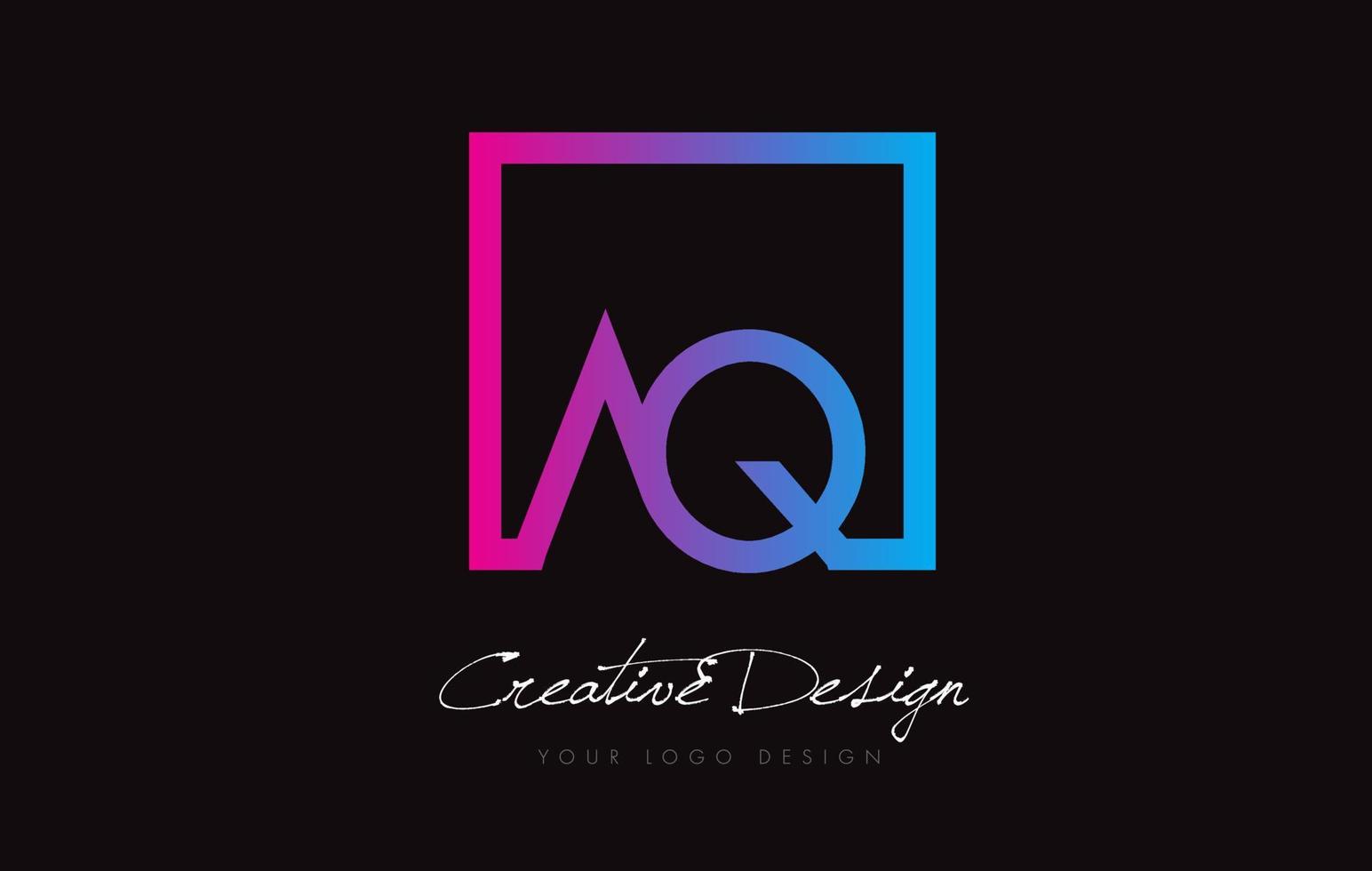 AQ Square Frame Letter Logo Design with Purple Blue Colors. vector