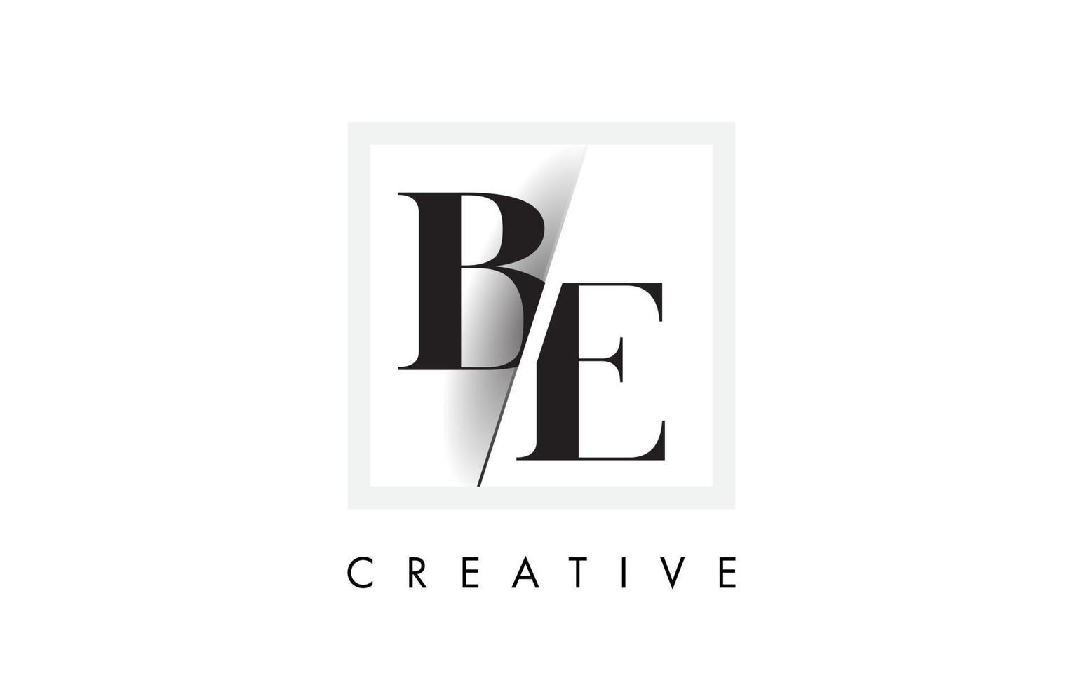 BE Serif Letter Logo Design with Creative Intersected Cut. vector