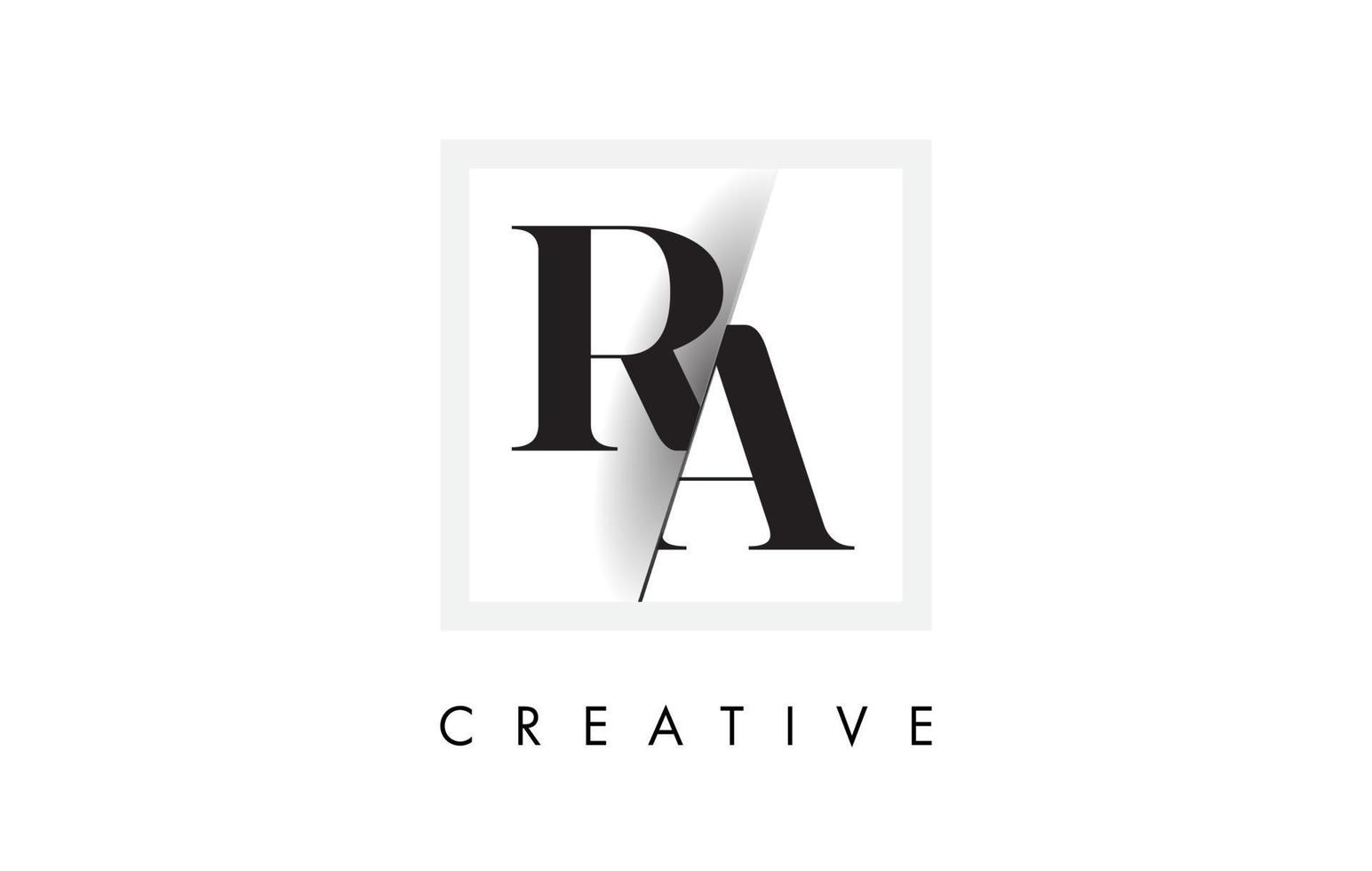 Diseño de logotipo de letra ra serif con corte cruzado creativo. vector