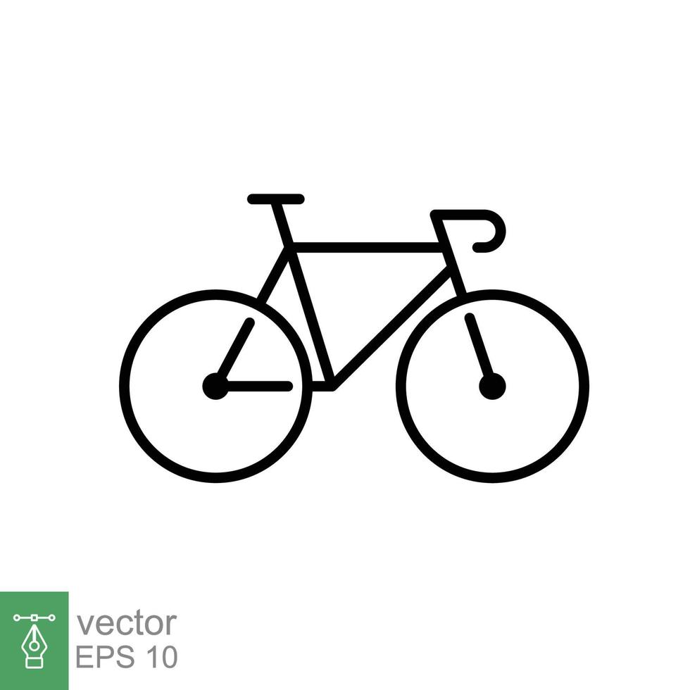 icono de bicicleta. estilo de esquema simple. bicicleta, carrera, concepto de transporte. ilustración de vector de línea delgada aislada sobre fondo blanco. eps 10.