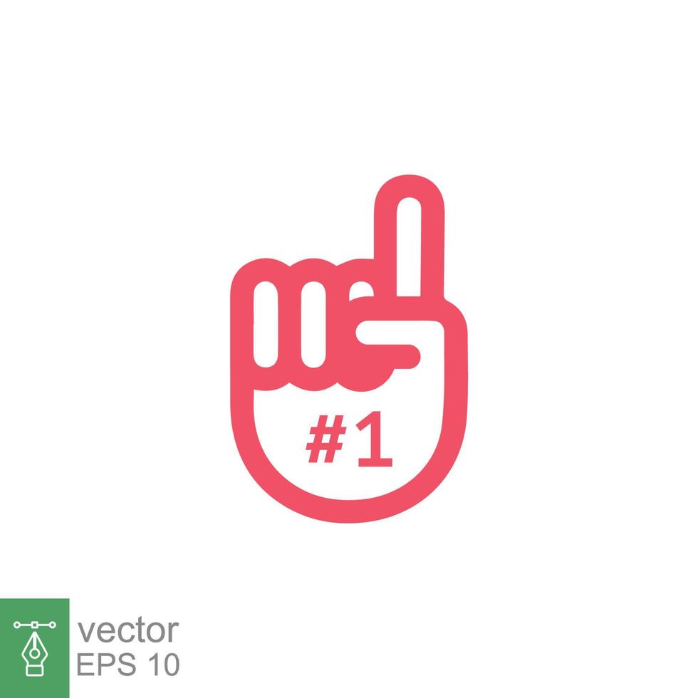 Number 1 foam glove icon. Simple outline style. Fan logo hand with finger up. Thin line vector illustration isolated on white background. EPS 10.