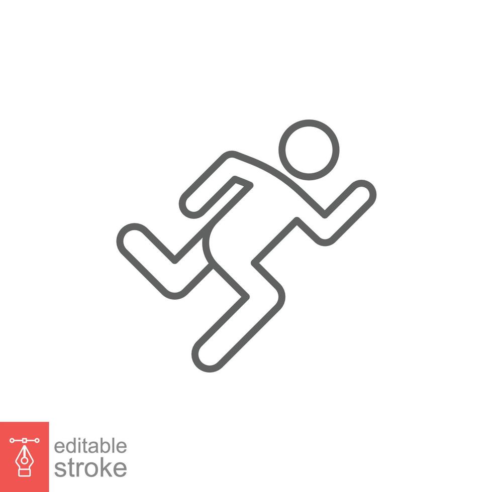 Runner icon. Simple outline style. Man run fast, race, sprint, sport concept. Thin line vector illustration isolated on white background. Editable stroke EPS 10.