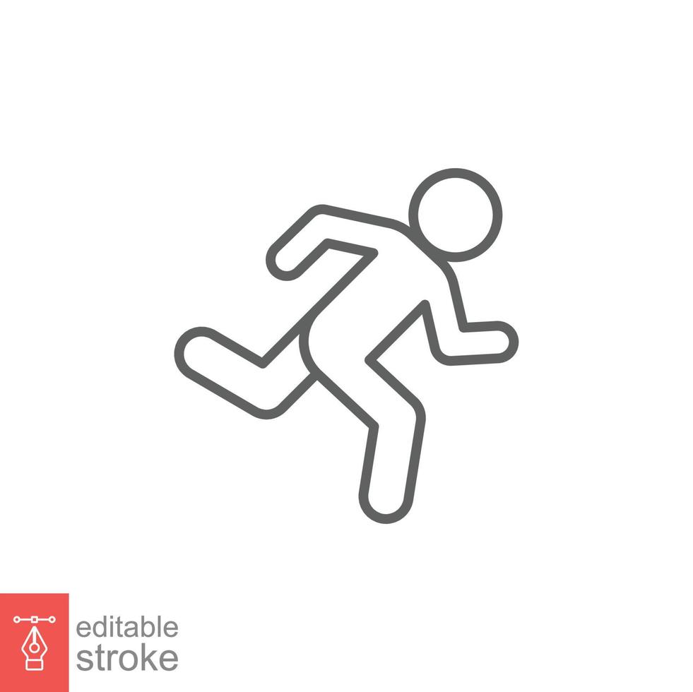 Runner icon. Simple outline style. Man run fast, race, sprint, sport concept. Thin line vector illustration isolated on white background. Editable stroke EPS 10.