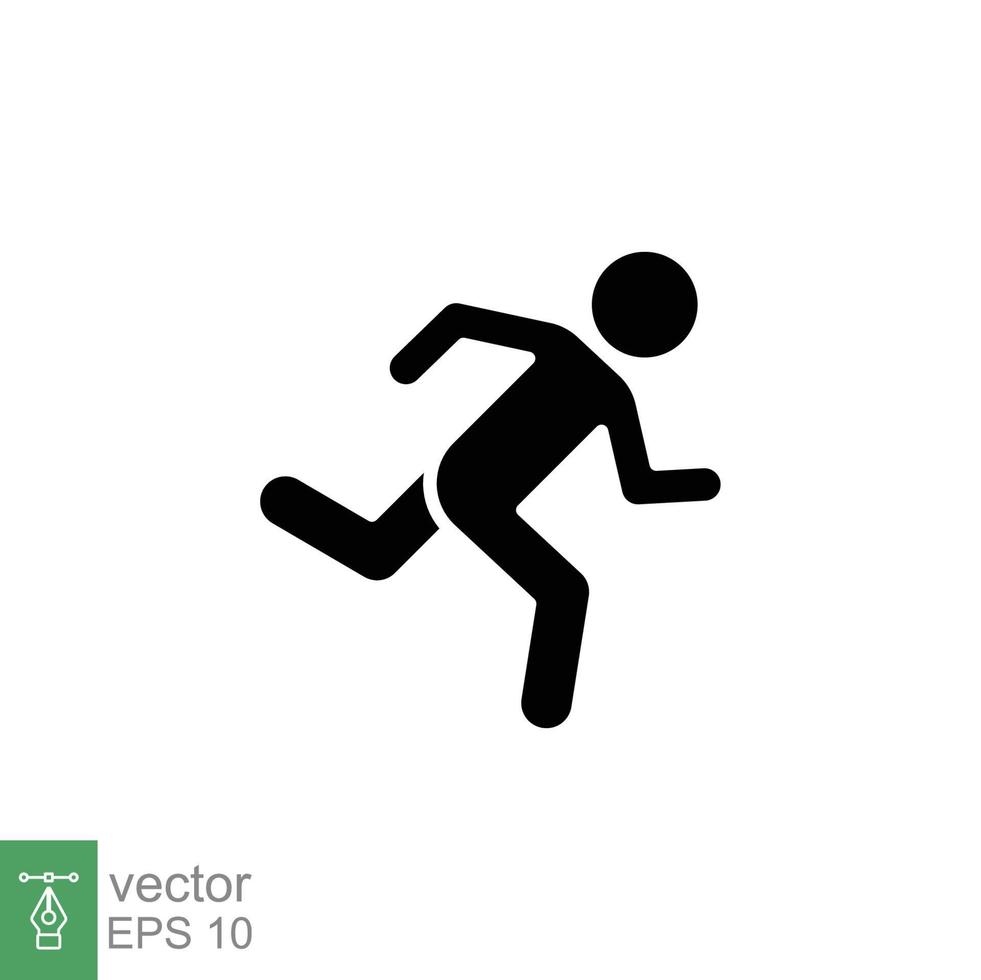 icono de corredor. estilo sólido simple. el hombre corre rápido, carrera, sprint, concepto deportivo. ilustración de vector de glifo aislado sobre fondo blanco. eps 10.