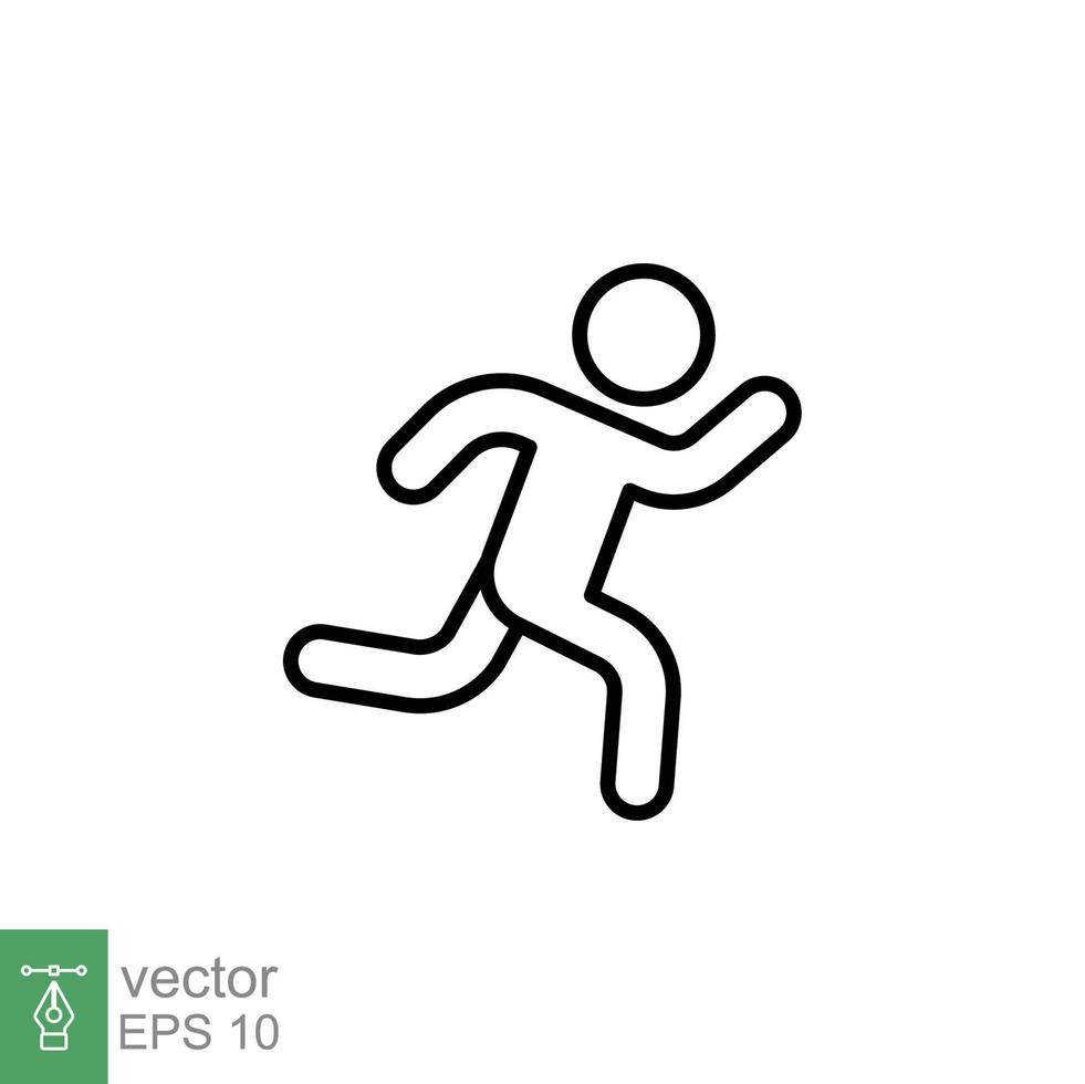 icono de corredor. estilo de esquema simple. el hombre corre rápido, carrera, sprint, concepto deportivo. ilustración de vector de línea delgada aislada sobre fondo blanco. eps 10.
