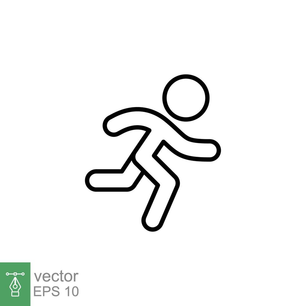 icono de corredor. estilo de esquema simple. el hombre corre rápido, carrera, sprint, concepto deportivo. ilustración de vector de línea delgada aislada sobre fondo blanco. eps 10.