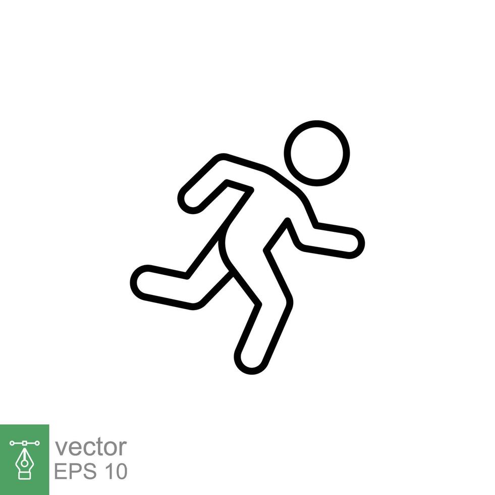 icono de corredor. estilo de esquema simple. el hombre corre rápido, carrera, sprint, concepto deportivo. ilustración de vector de línea delgada aislada sobre fondo blanco. eps 10.